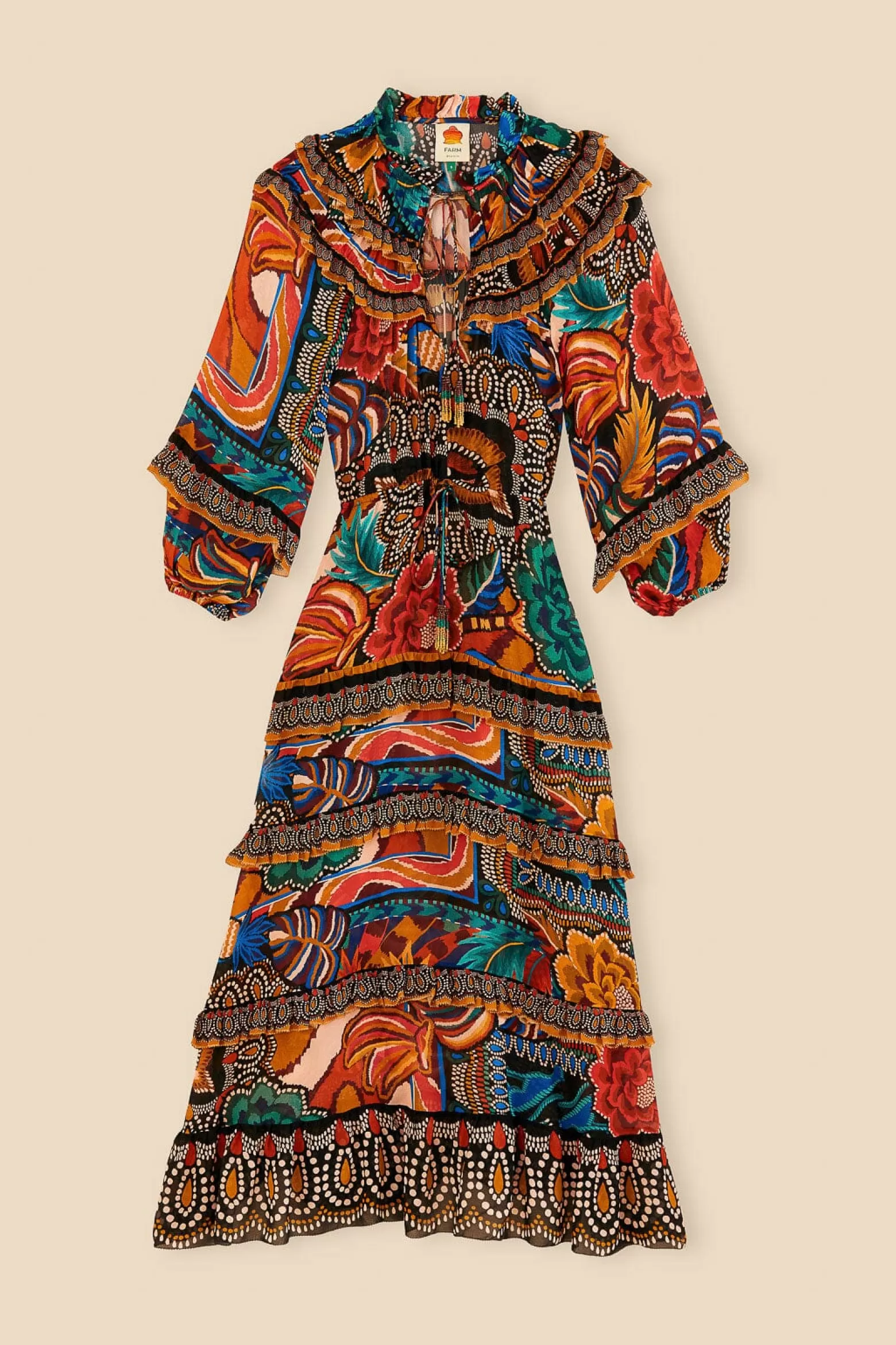 Flash Sale FARM Rio  MULTICOLOR FALL MIX MAXI DRESS