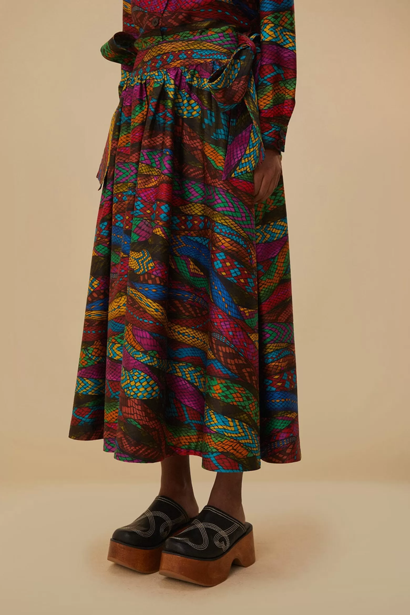 Online FARM Rio  MULTICOLOR MIRAGE MIDI SKIRT