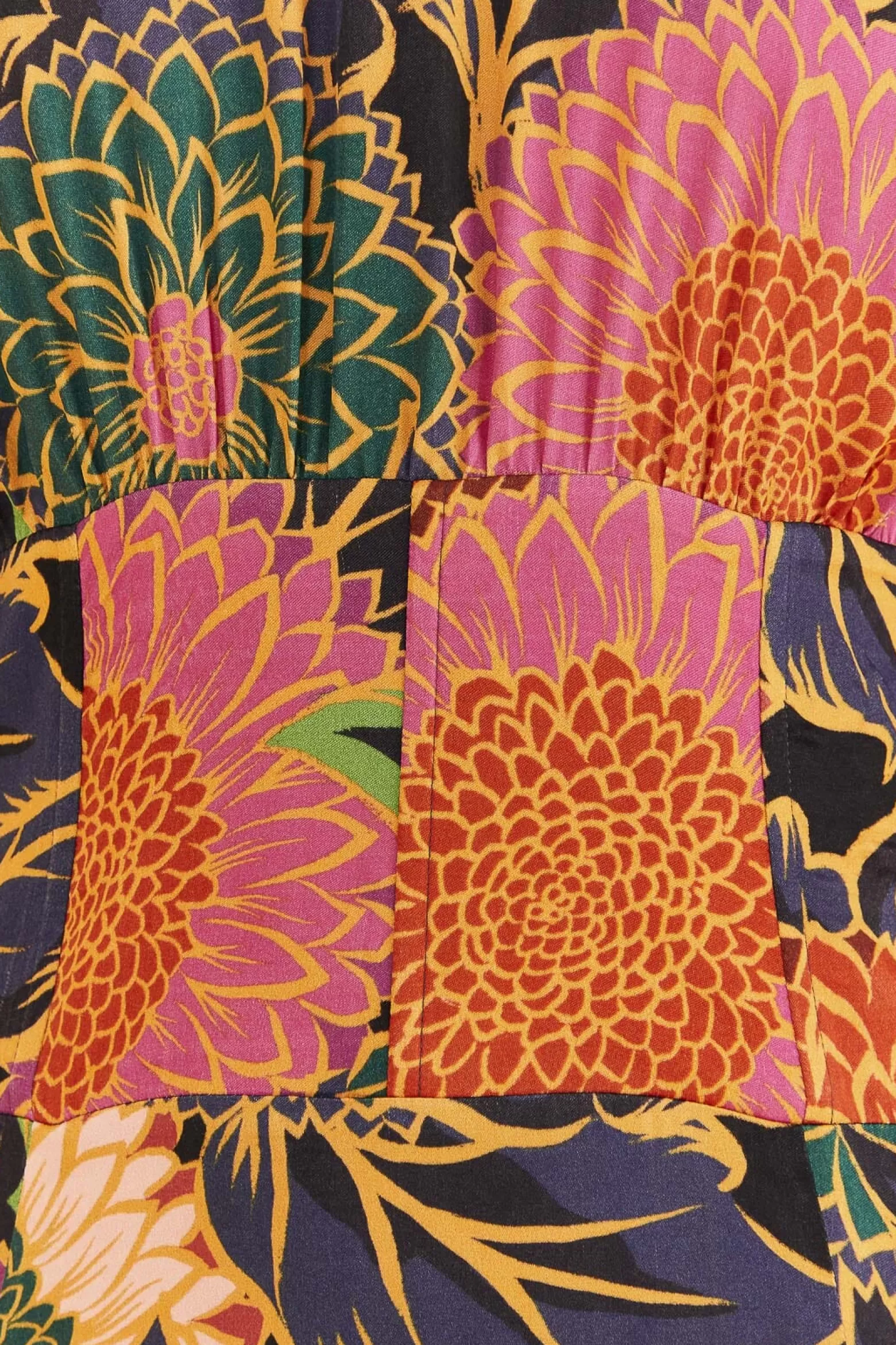 New FARM Rio  MULTICOLOR VINTAGE GARDEN PUFF SLEEVE MAXI DRESS