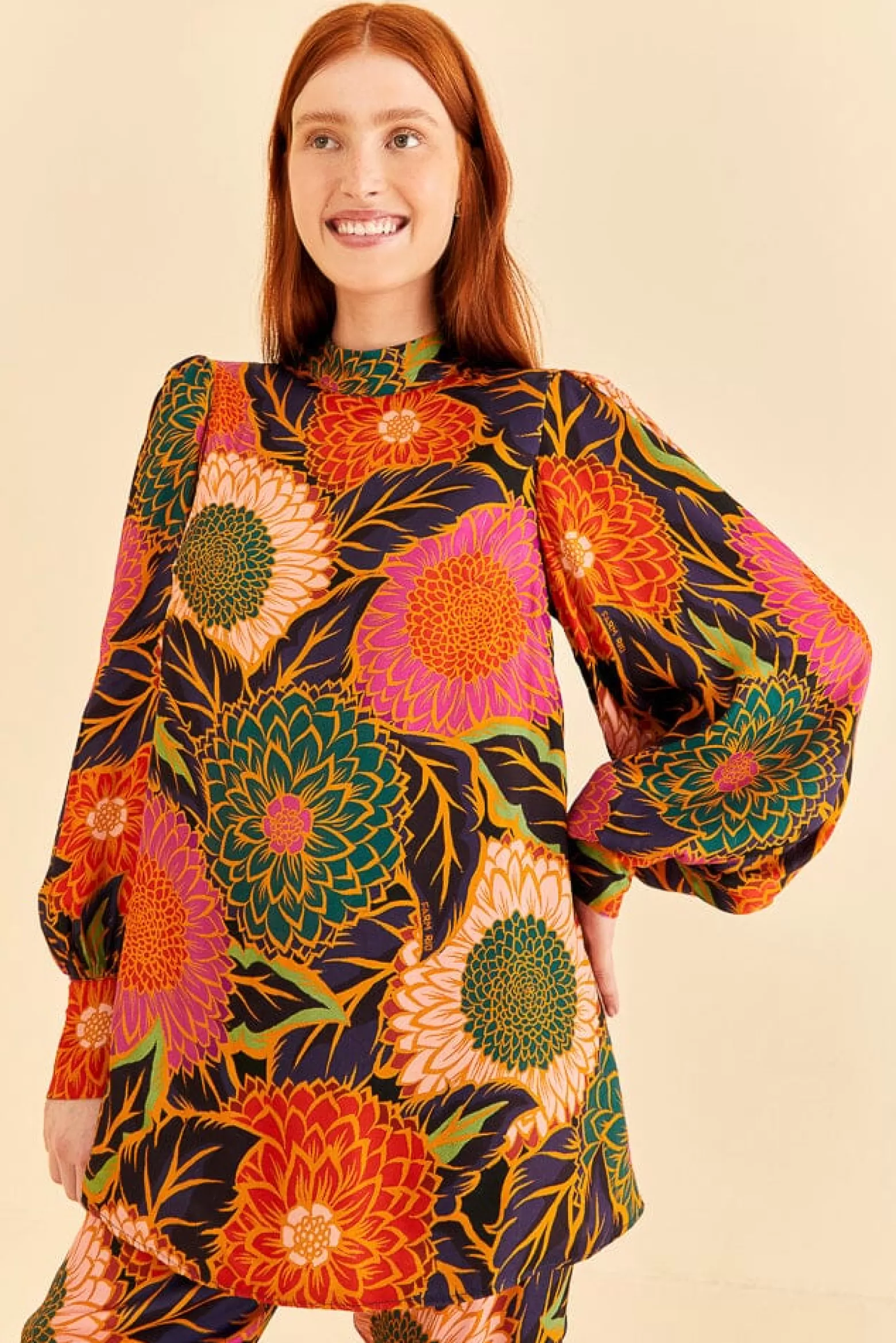 Cheap FARM Rio  MULTICOLOR VINTAGE GARDEN SATIN BLOUSE