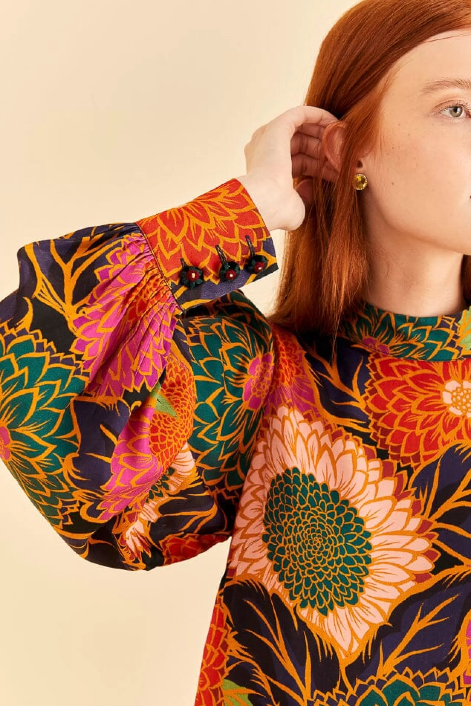 Cheap FARM Rio  MULTICOLOR VINTAGE GARDEN SATIN BLOUSE
