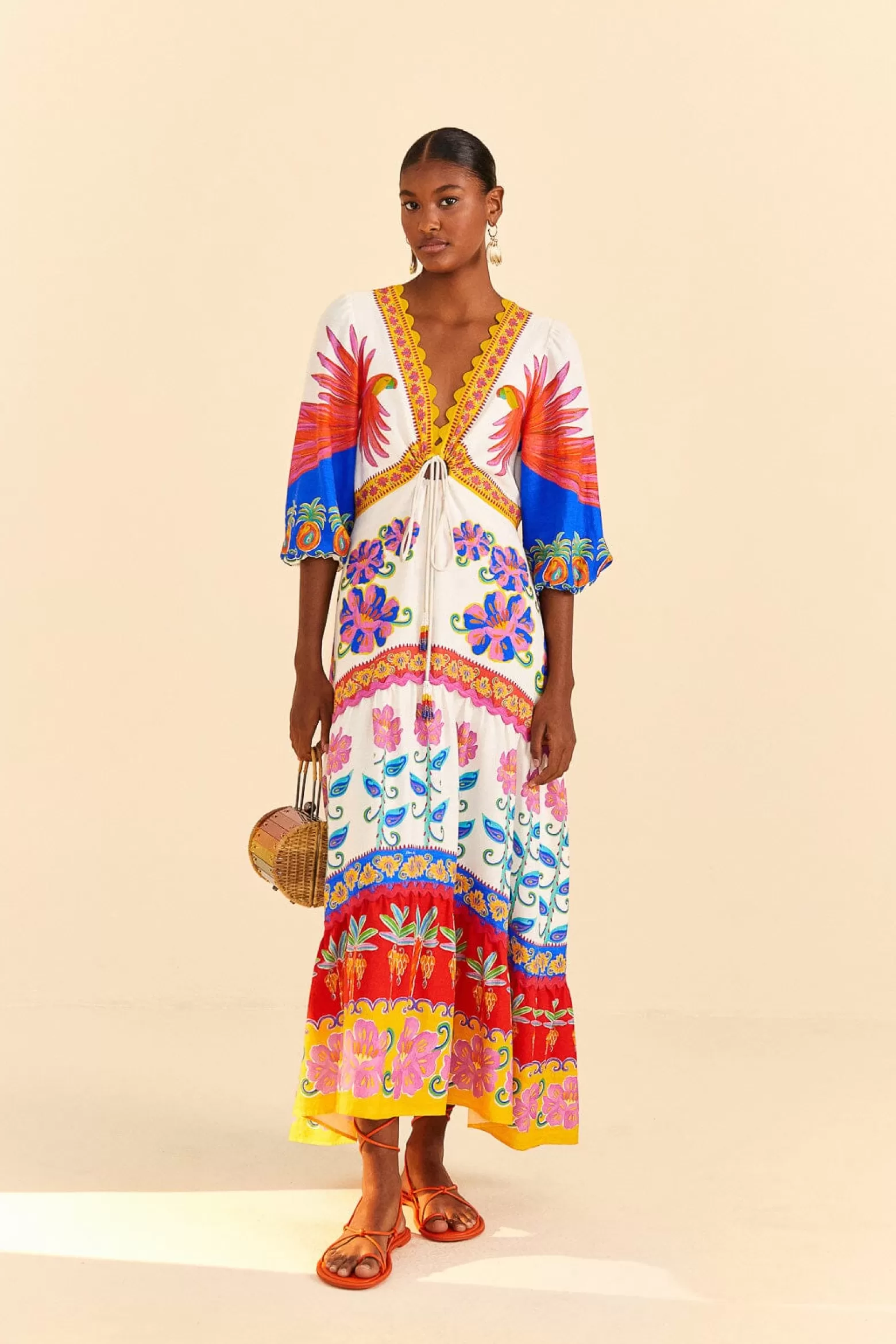 Best FARM Rio  OFF-WHITE VIVID GARDEN MAXI DRESS