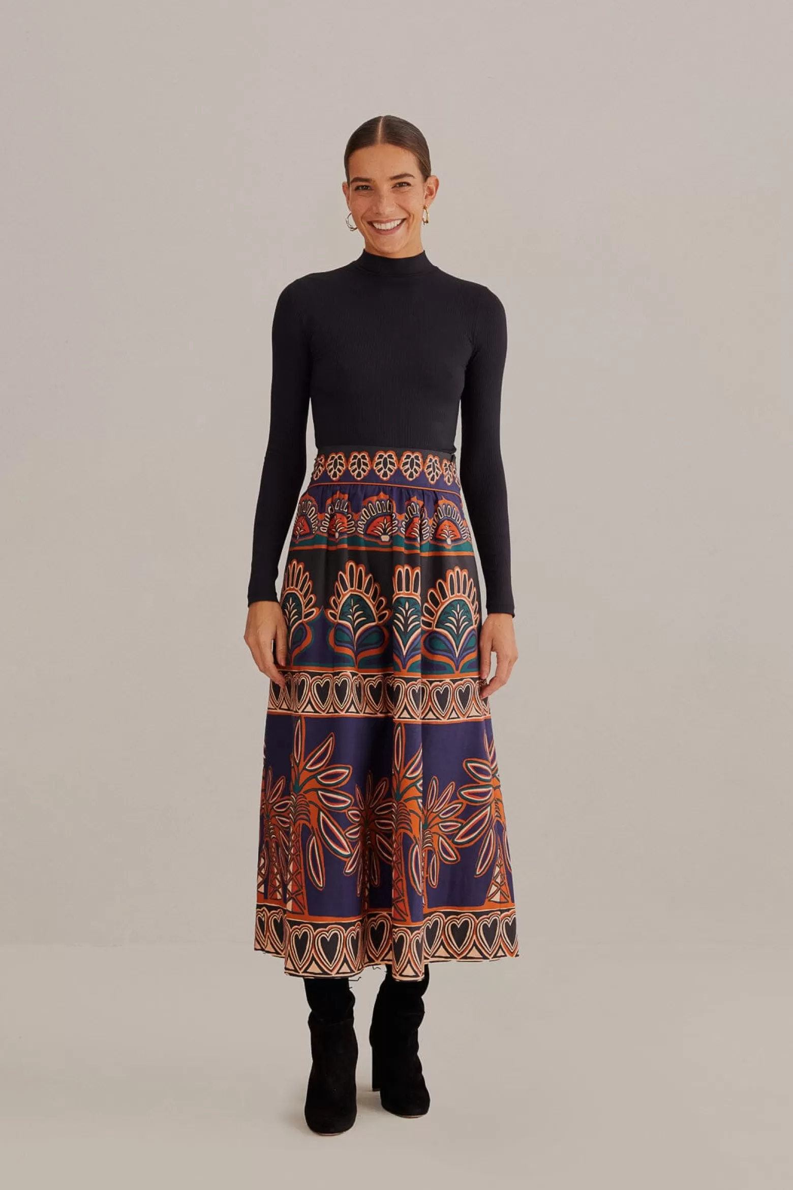 Flash Sale FARM Rio  ORANGE AINIKA TAPESTRY MIDI SKIRT