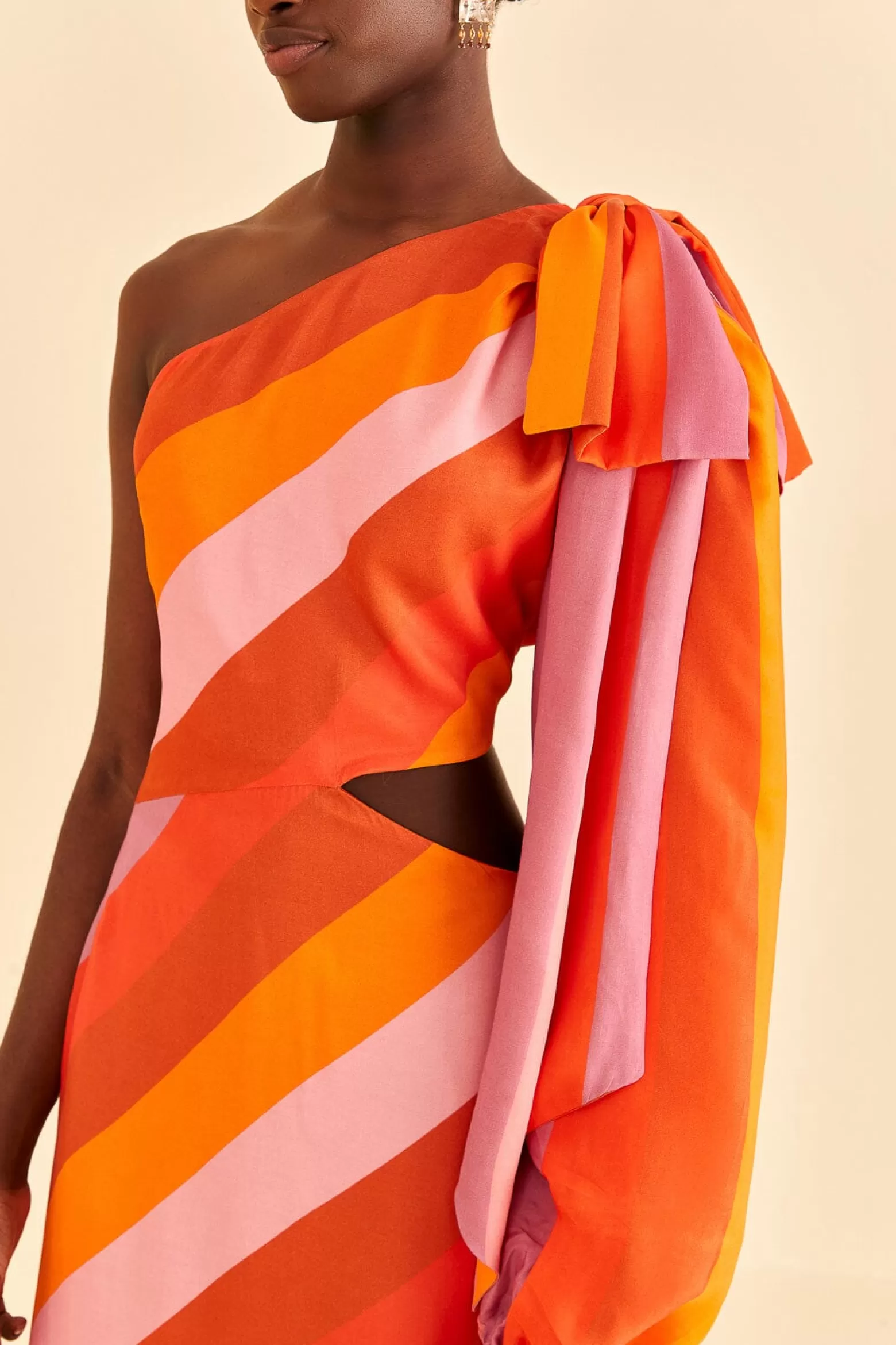 Cheap FARM Rio  PARTY STRIPES MULTICOLOR ONE SHOULDER MAXI DRESS