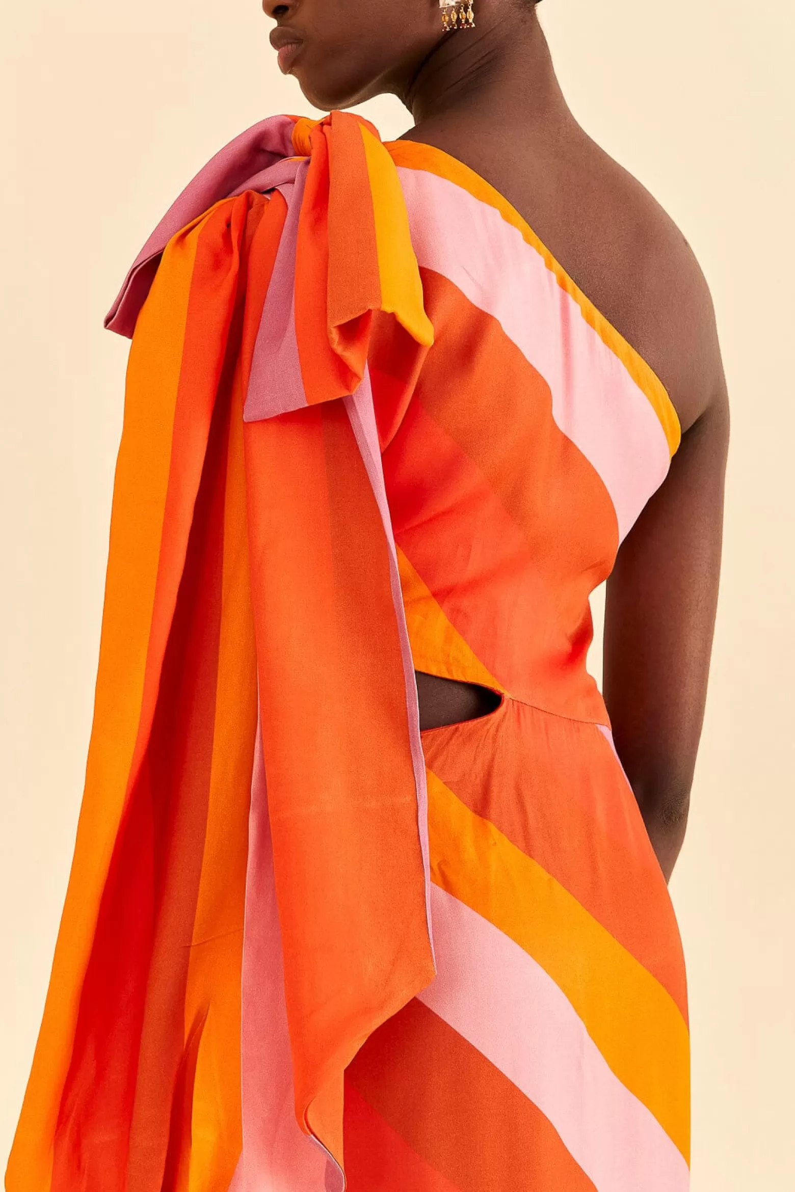 Cheap FARM Rio  PARTY STRIPES MULTICOLOR ONE SHOULDER MAXI DRESS