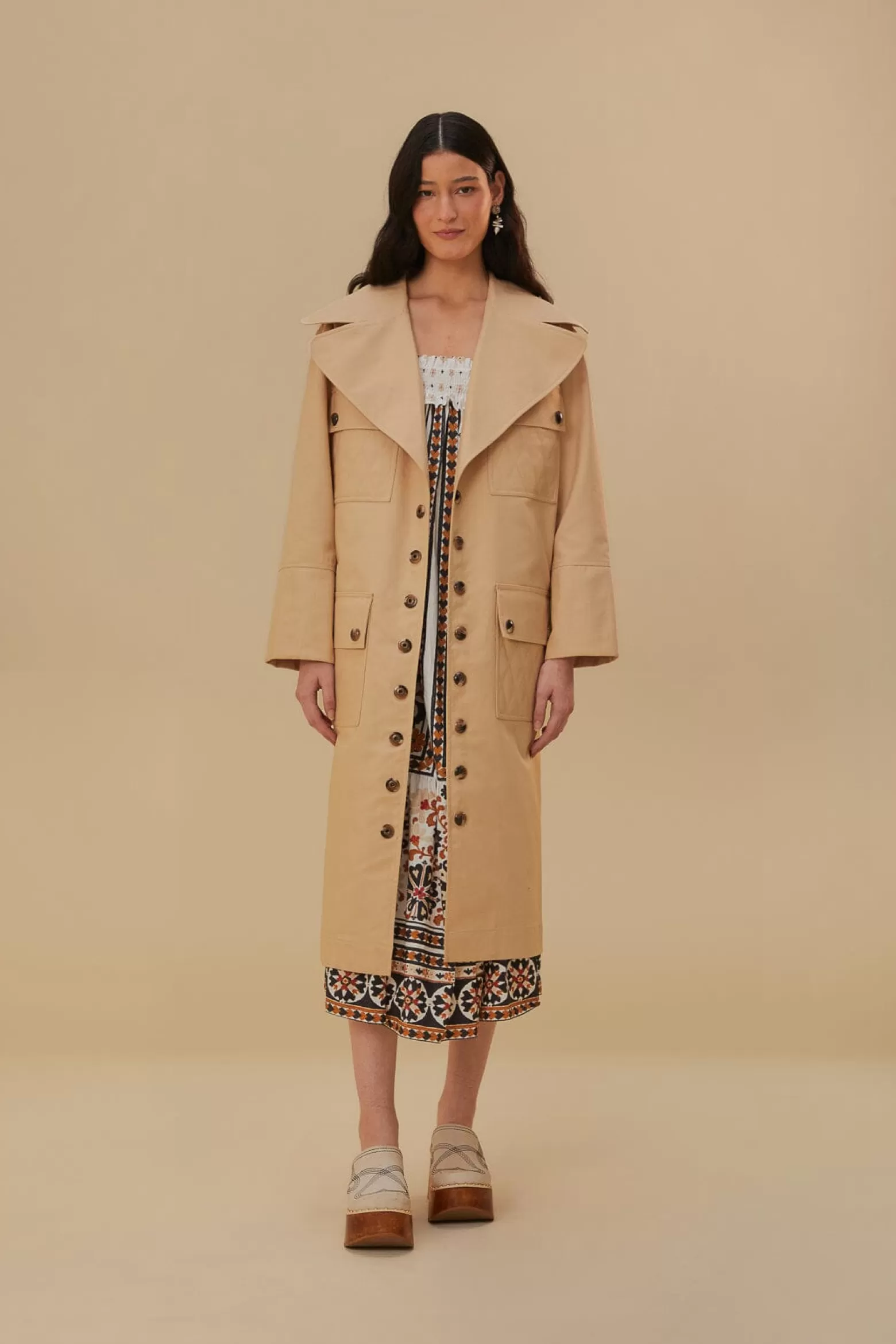 Discount FARM Rio  POCKETS OVER NUDE TRENCH COAT