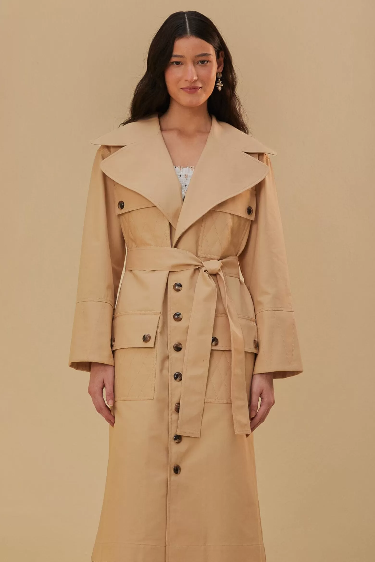 Discount FARM Rio  POCKETS OVER NUDE TRENCH COAT