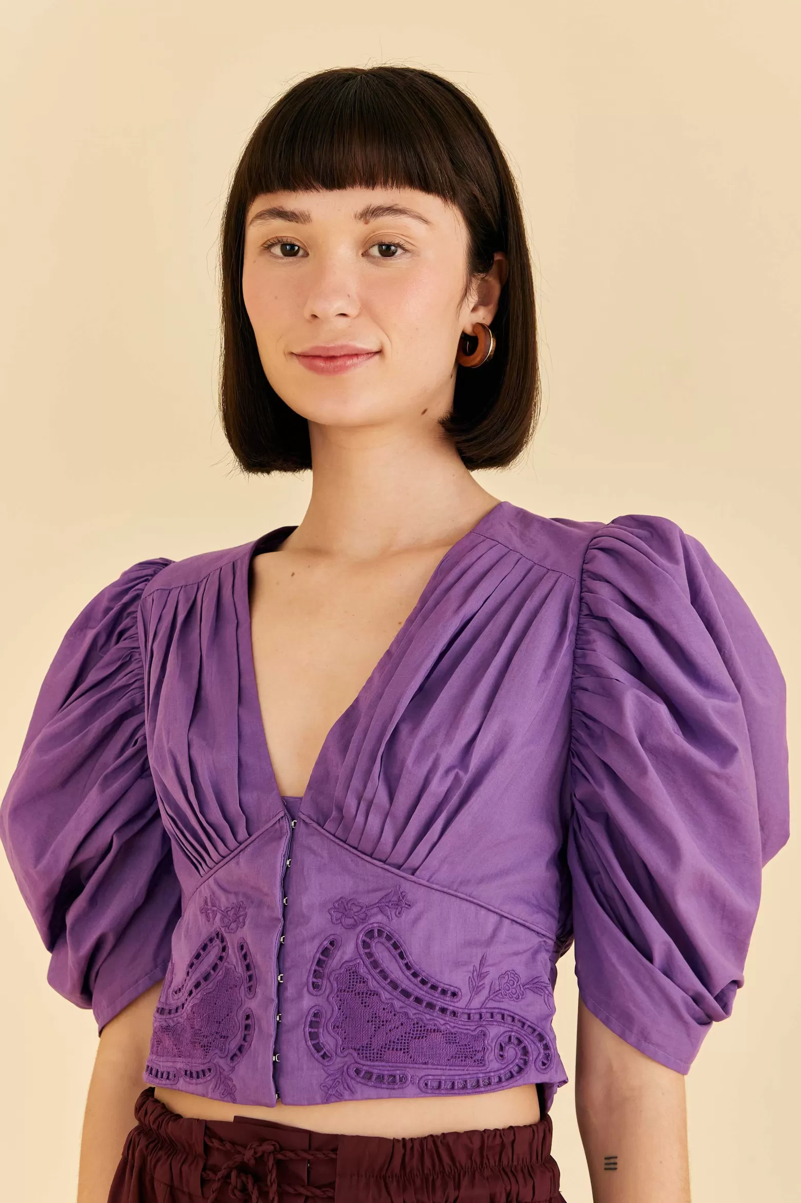 Outlet FARM Rio  PURPLE CROPPED BLOUSE