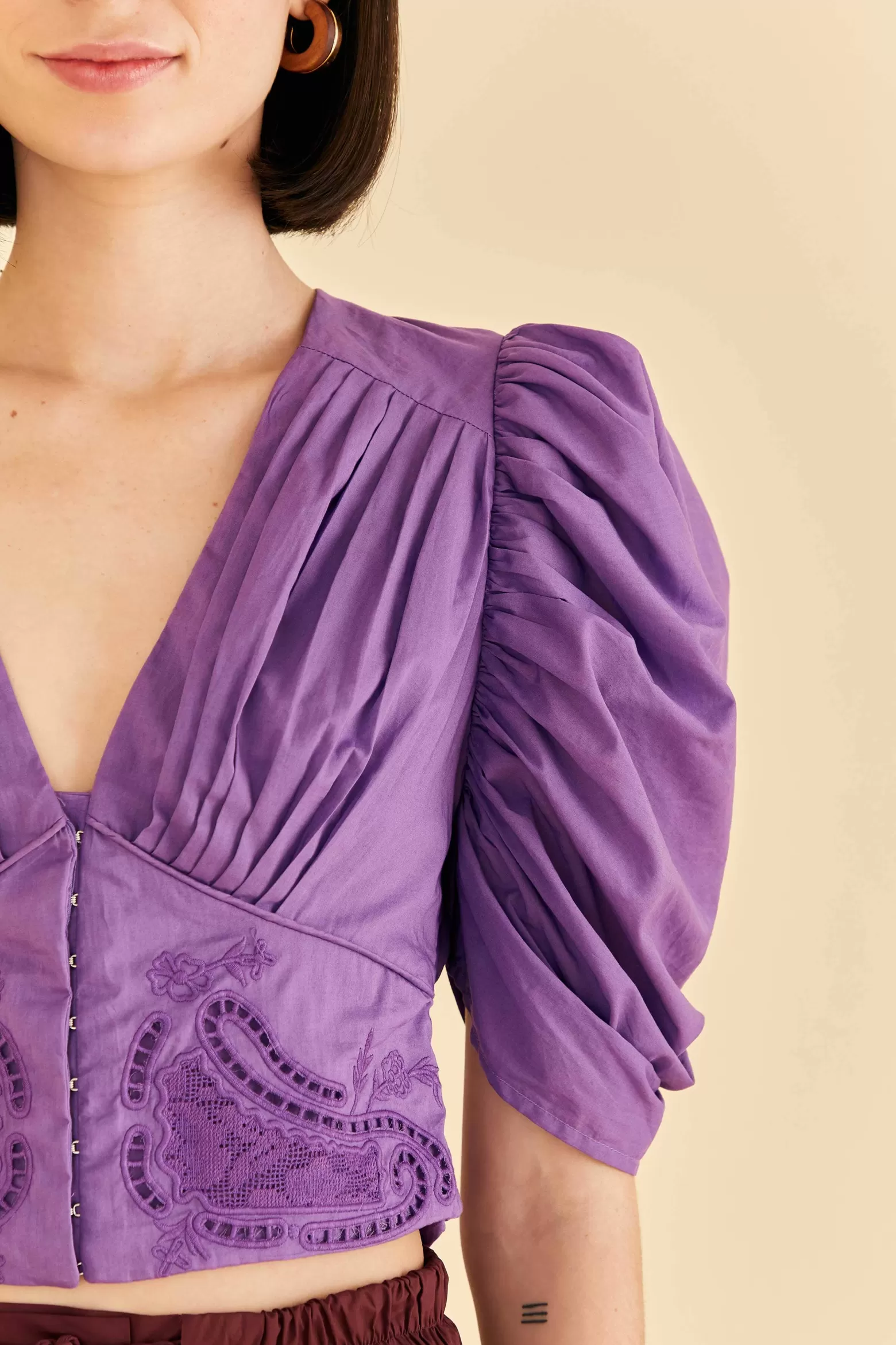 Outlet FARM Rio  PURPLE CROPPED BLOUSE