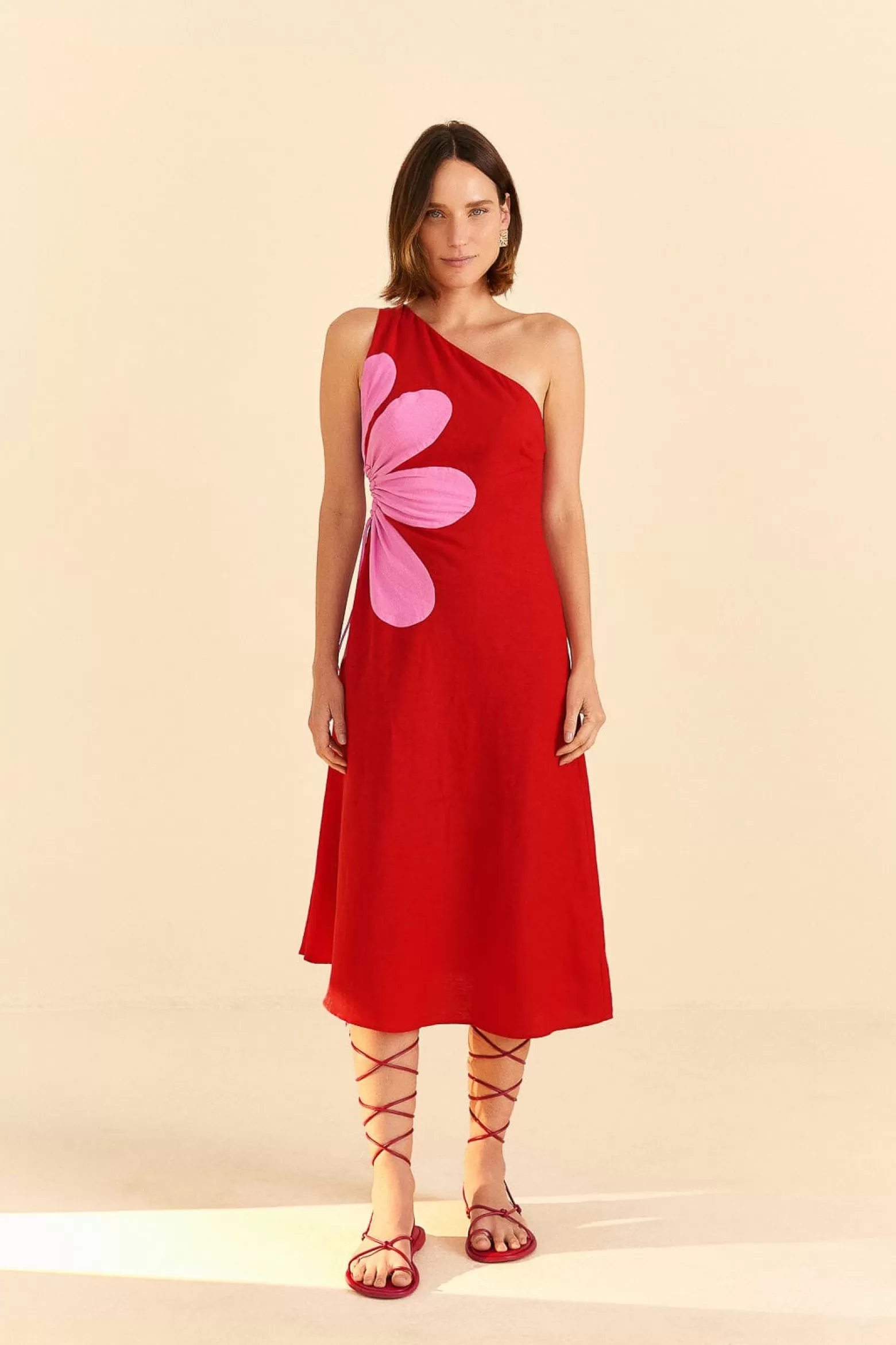 Flash Sale FARM Rio  RED CUT-OUT FLOWER DRESS