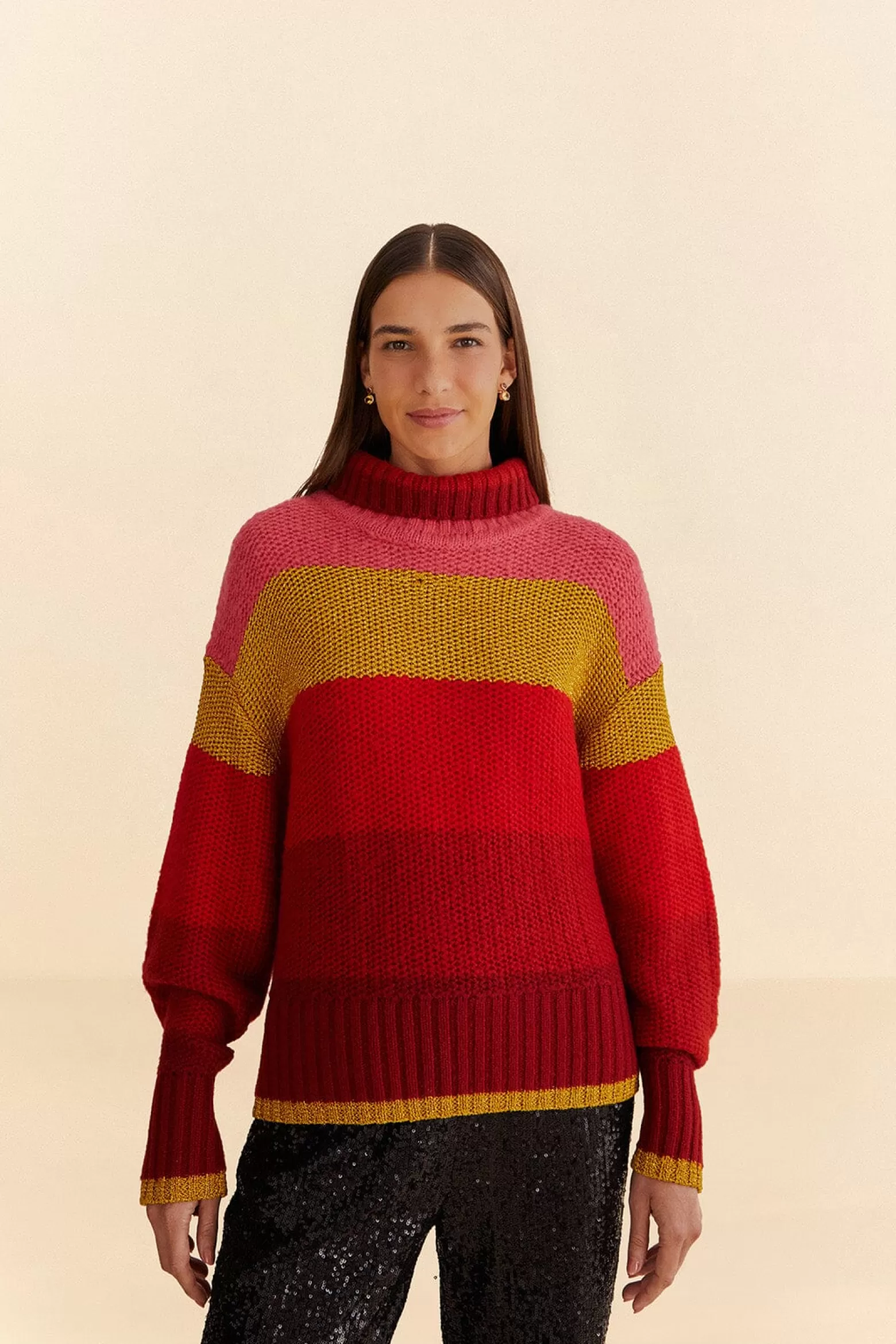 Shop FARM Rio  SHINY STRIPES KNIT SWEATER