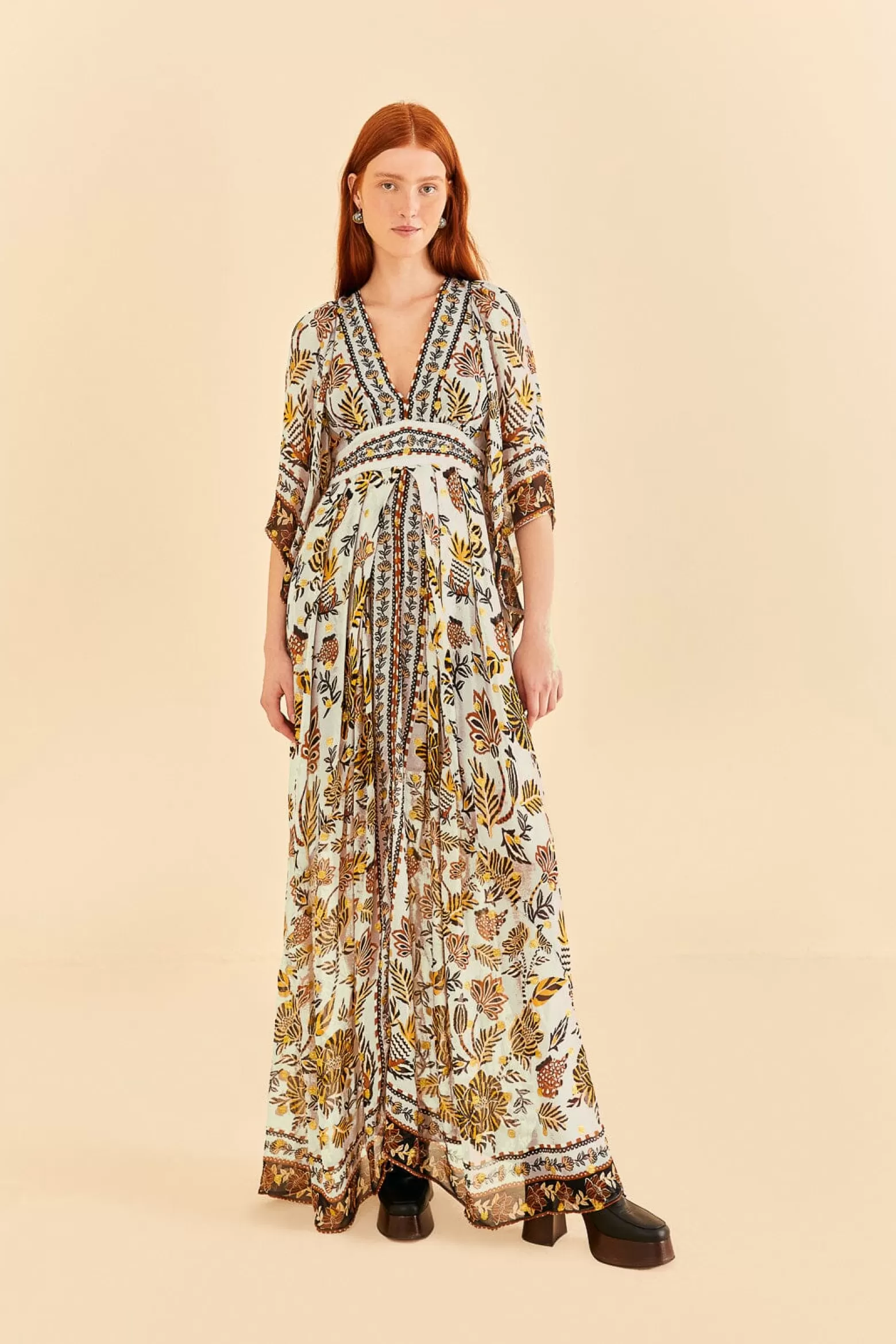 Cheap FARM Rio  SILVER FLORAL TAPESTRY MAXI DRESS