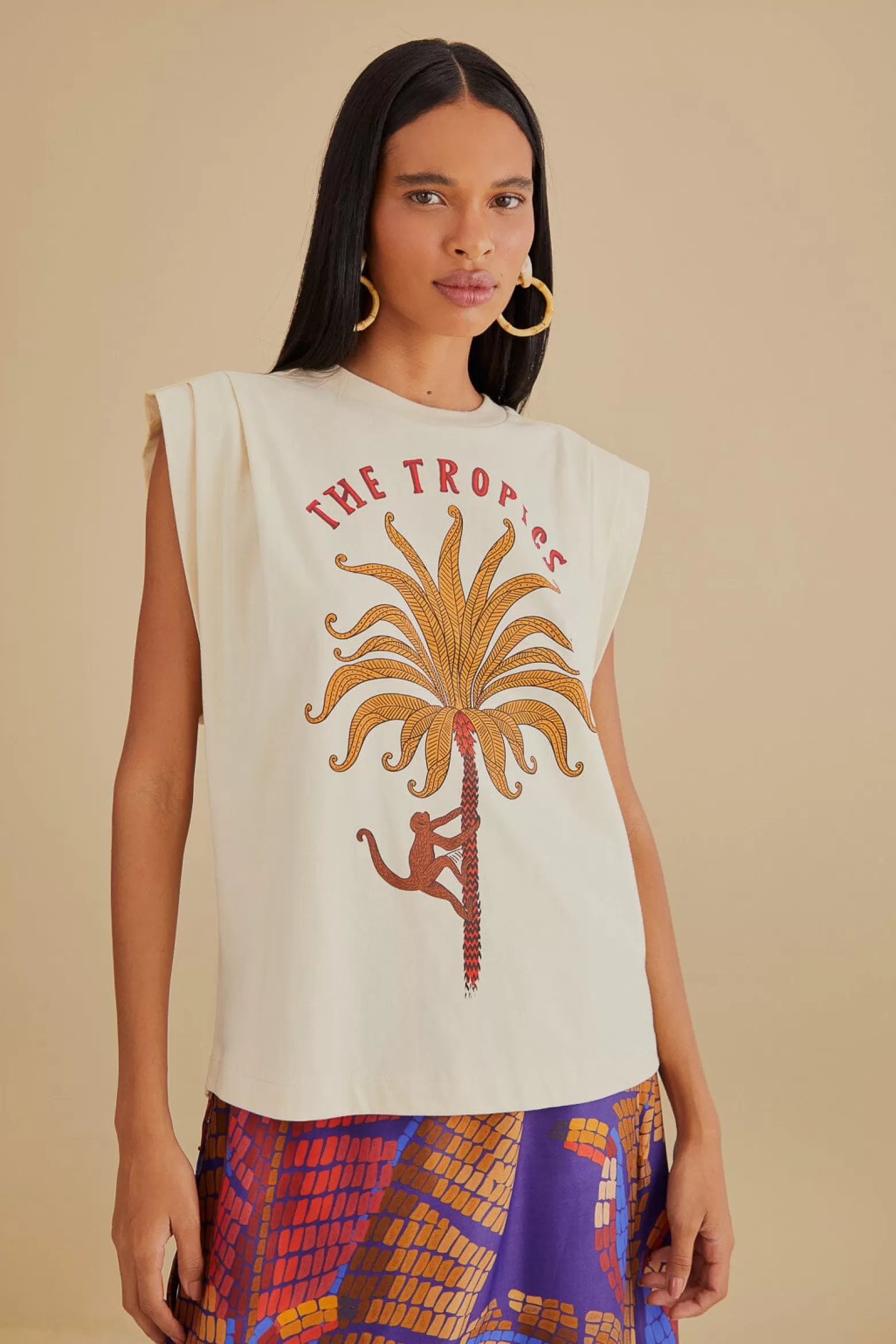 Store FARM Rio  THE TROPICS PLEAT ORGANIC COTTON T-SHIRT