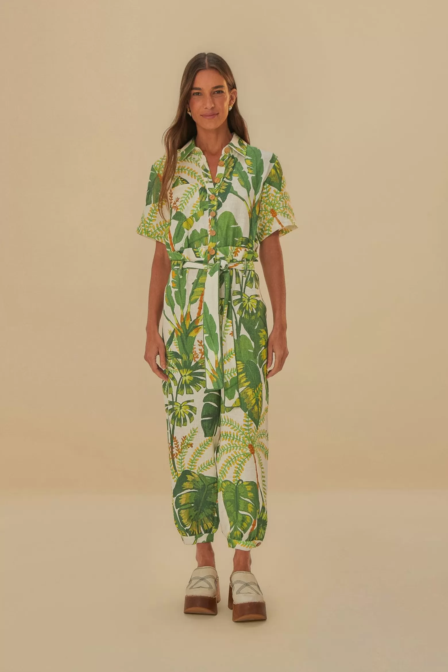 Clearance FARM Rio  TROPICAL FOREST OFF-WHITE JUMPSUIT