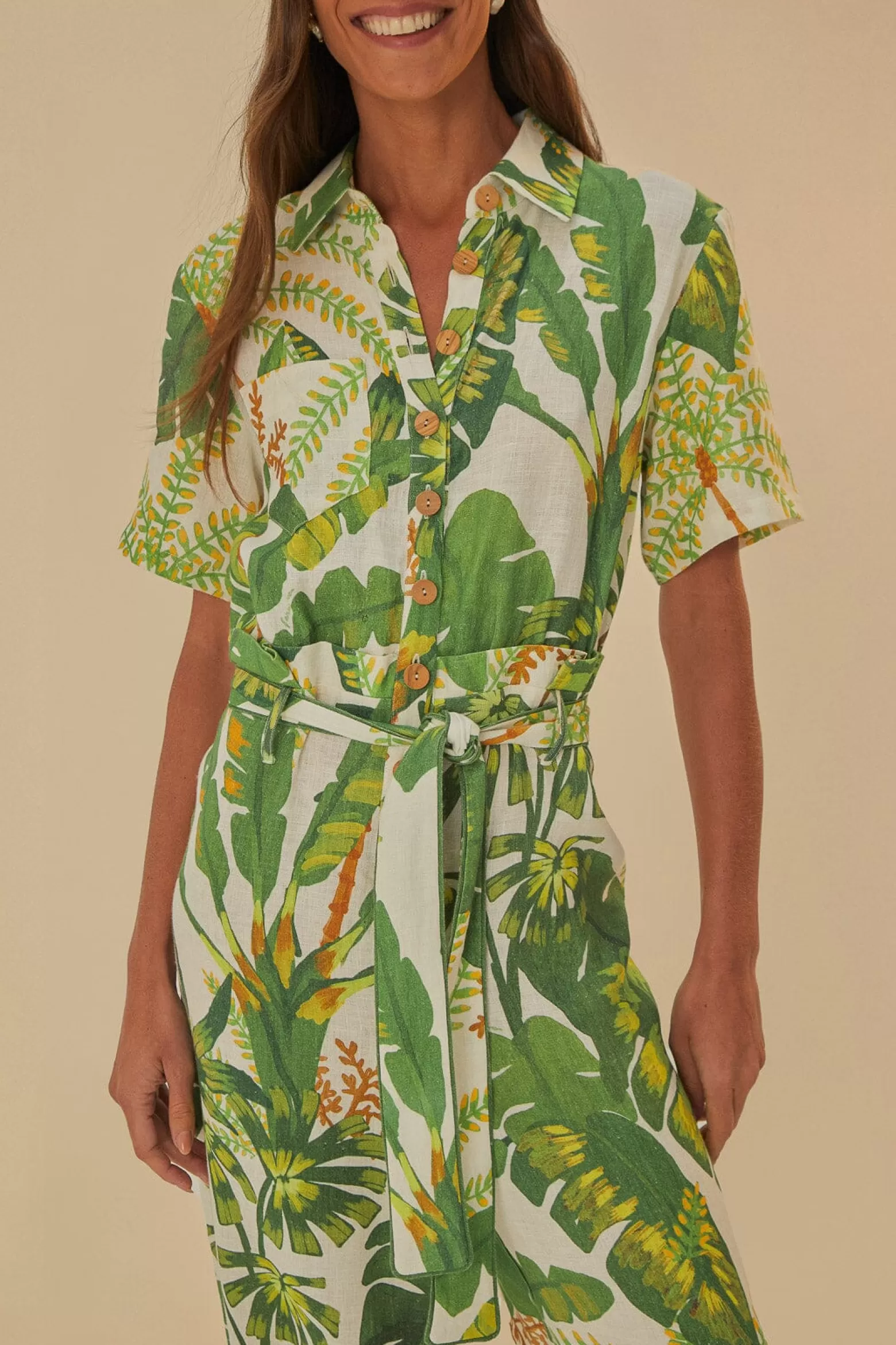 Clearance FARM Rio  TROPICAL FOREST OFF-WHITE JUMPSUIT