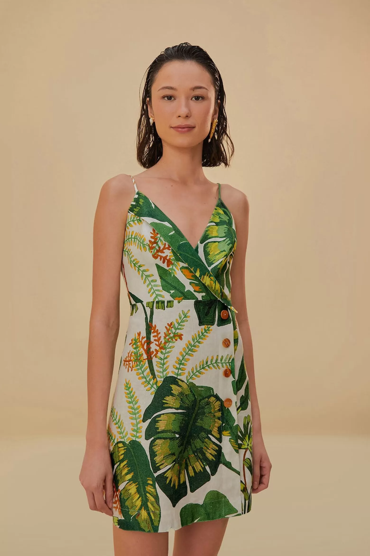 Sale FARM Rio  TROPICAL FOREST OFF-WHITE MINI DRESS