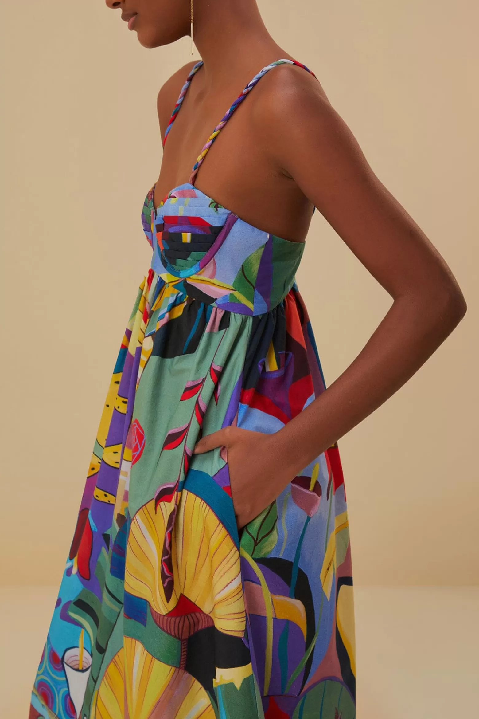 Fashion FARM Rio  TROPICAL SCENARIO SLEEVELESS MAXI DRESS