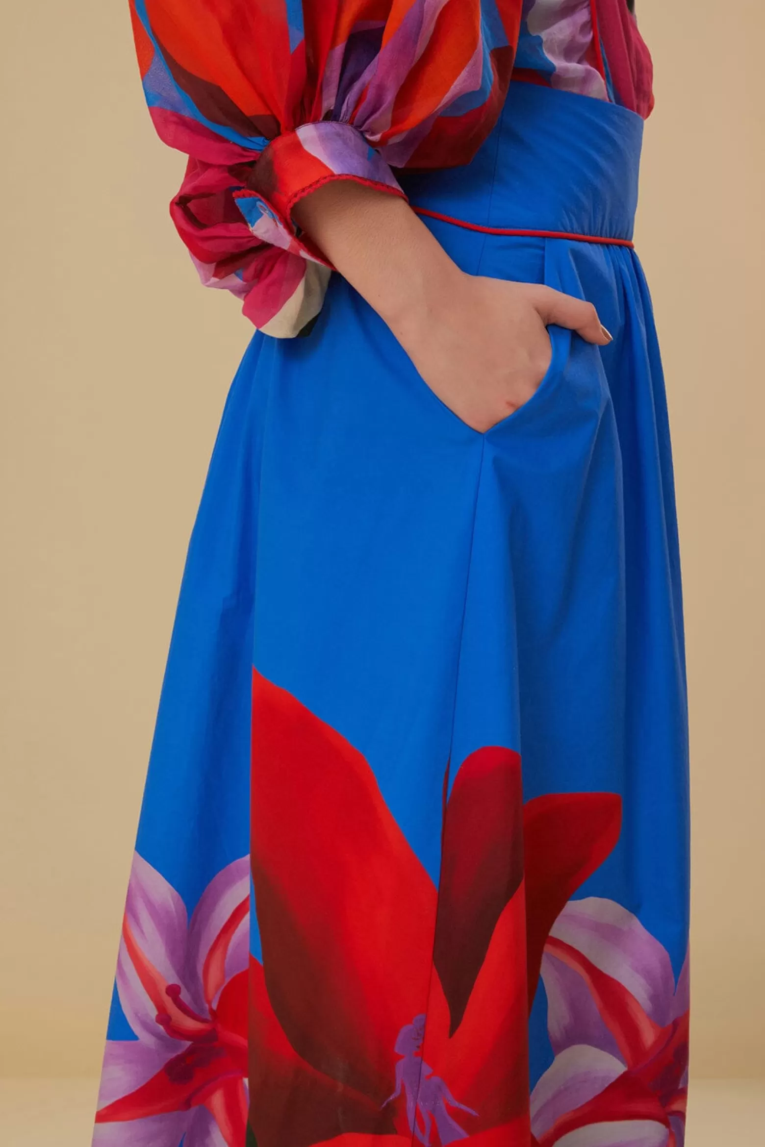 Best Sale FARM Rio  WATERCOLOR FLORAL BLUE MIDI SKIRT