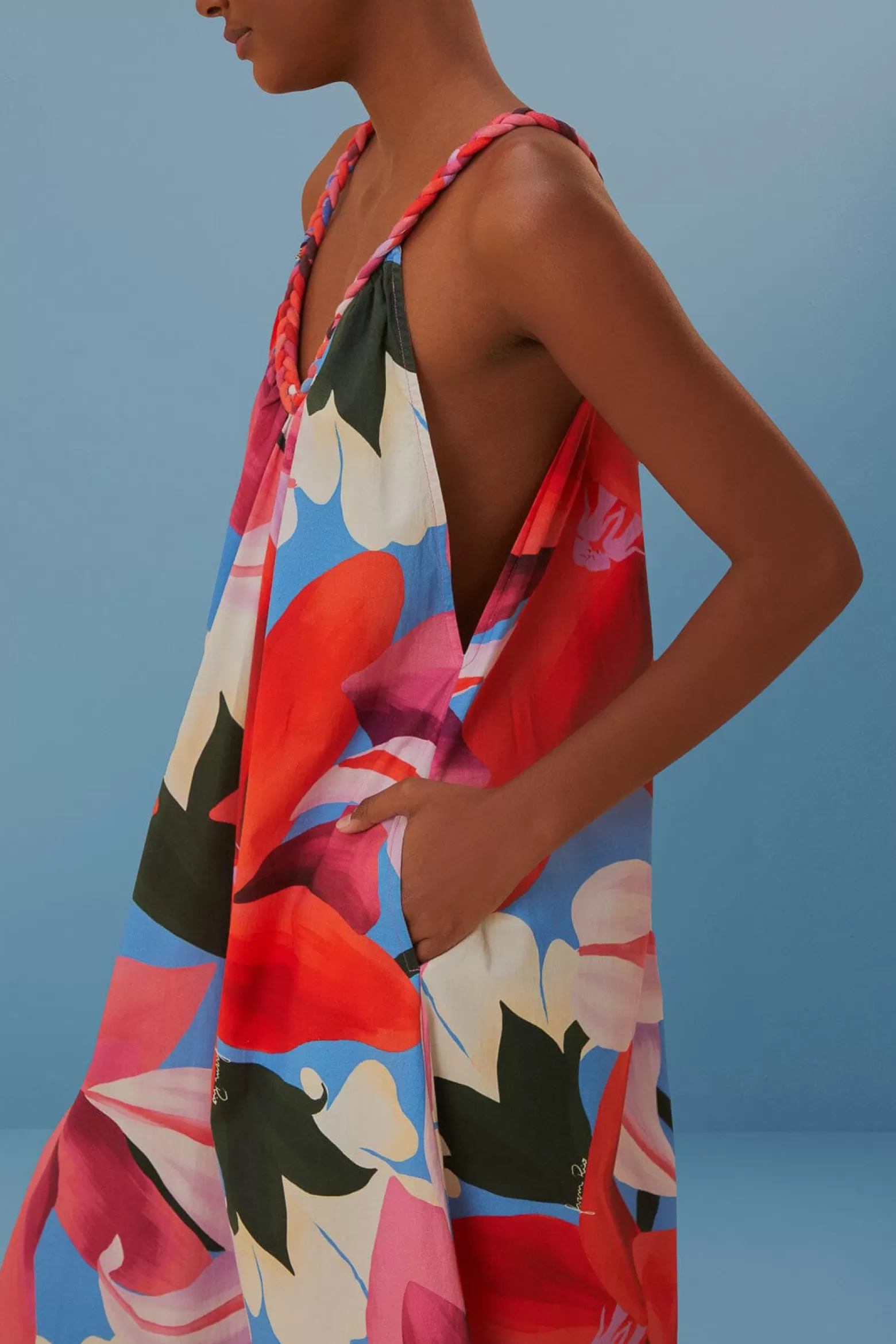 Shop FARM Rio  WATERCOLOR FLORAL SLEEVELESS COVER UP