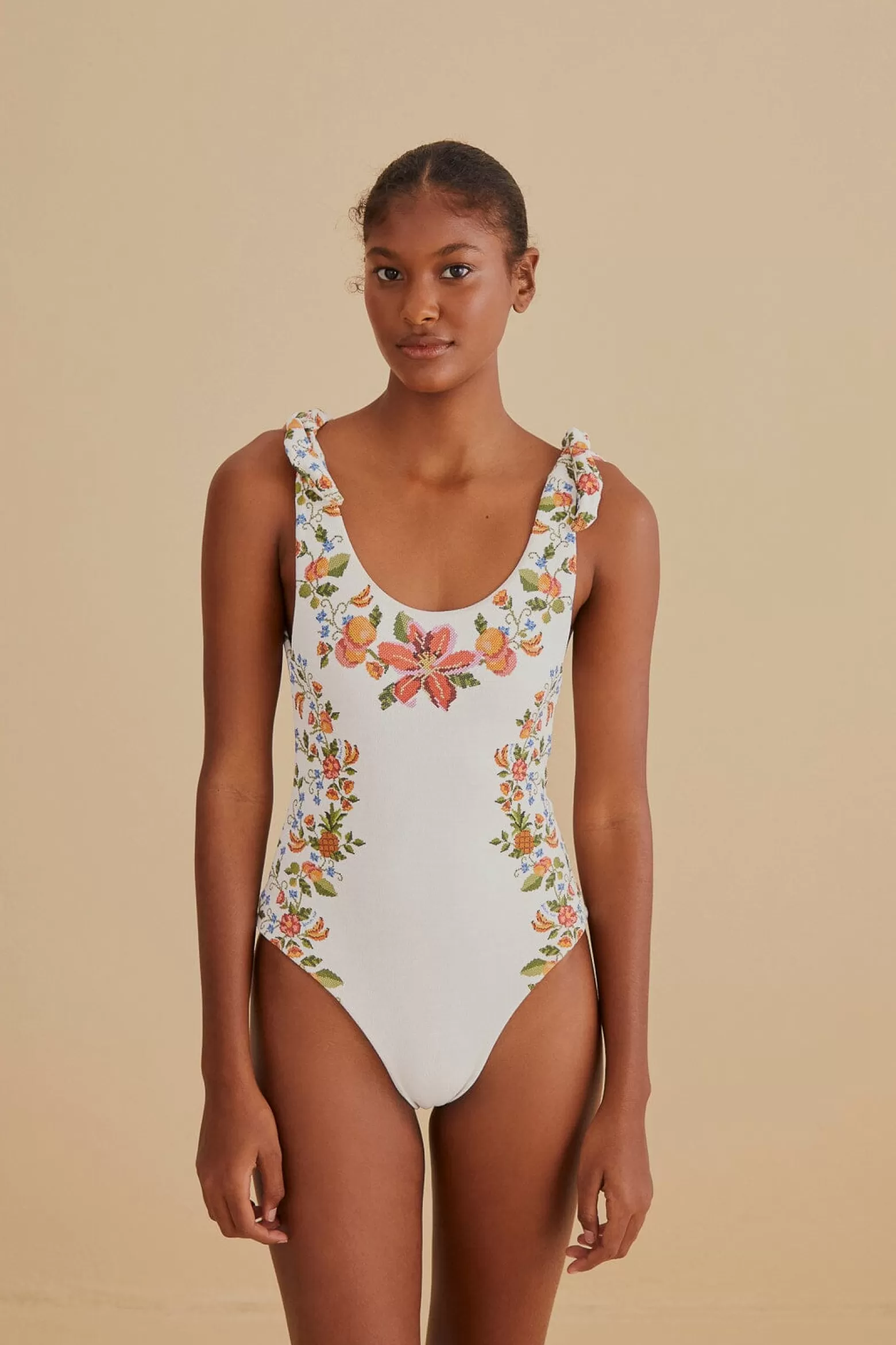 Best Sale FARM Rio  WHITE BANANA VITAMIN ONE PIECE SWIMSUIT